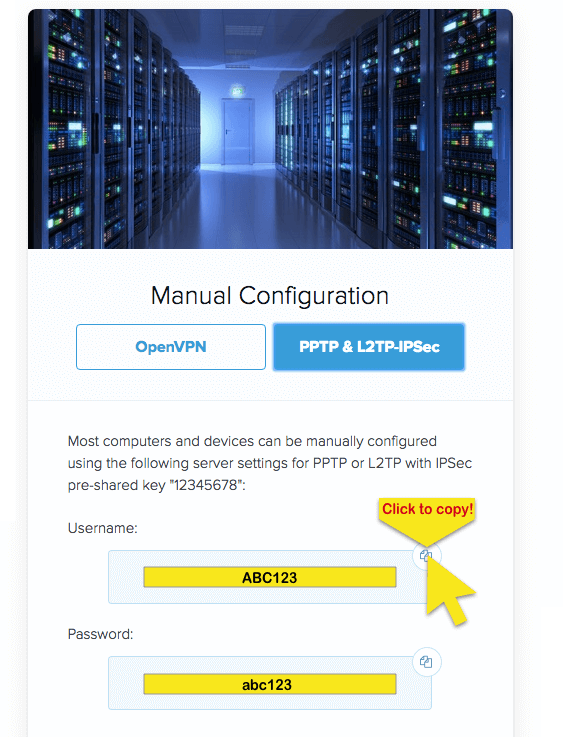 copa le info di pptp e l2tp