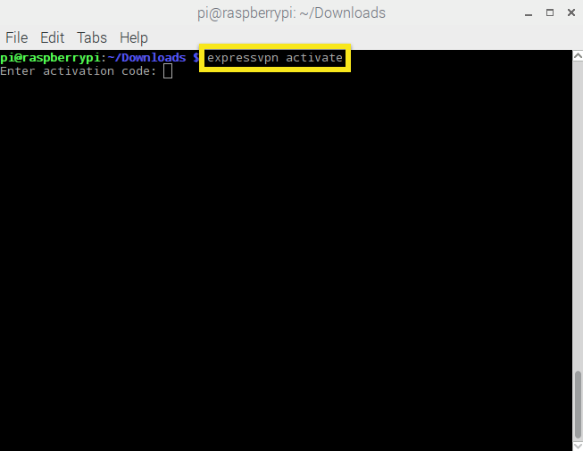 raspbian expressvpn activate
