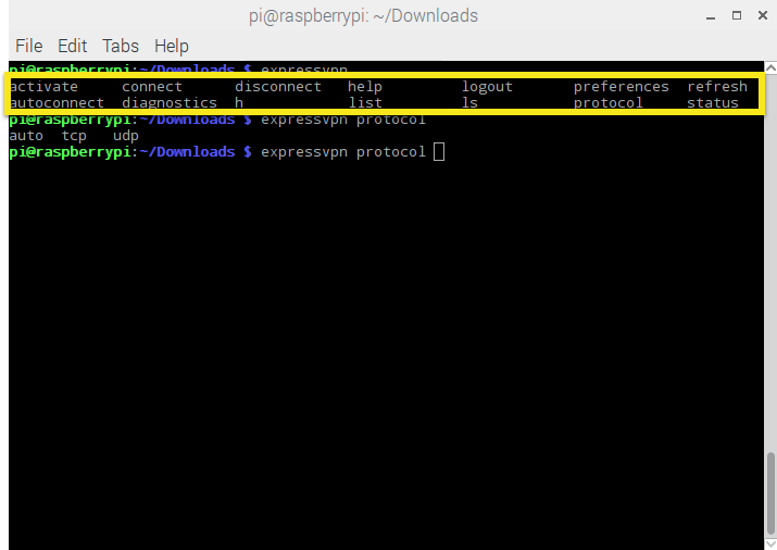 raspbian expressvpn tab