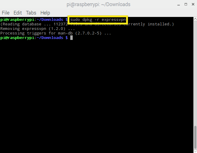 raspbian expressvpn uninstall