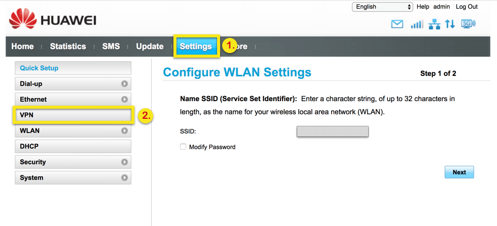 huawei settings vpn