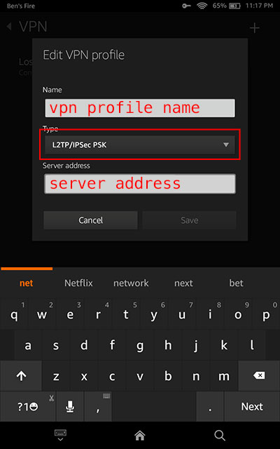 edit vpn profile