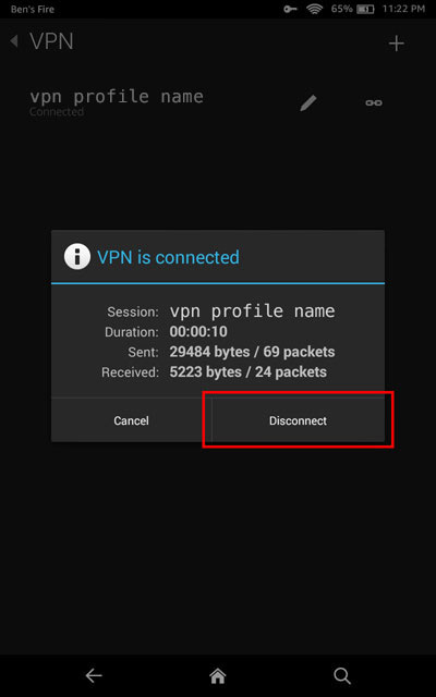 disconnect vpn profile