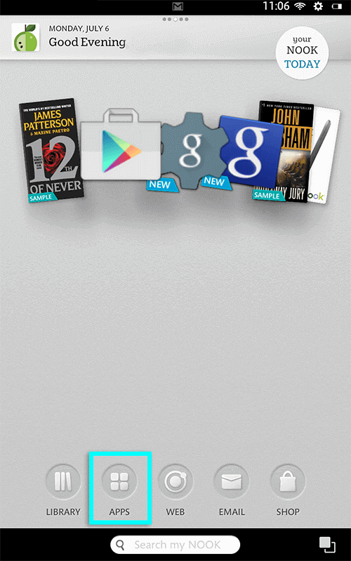 open apps on nook