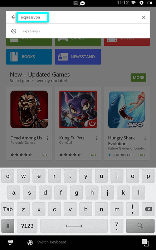 search for expressvpn in the play store