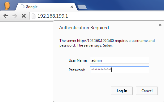 enter sabai router's control panel