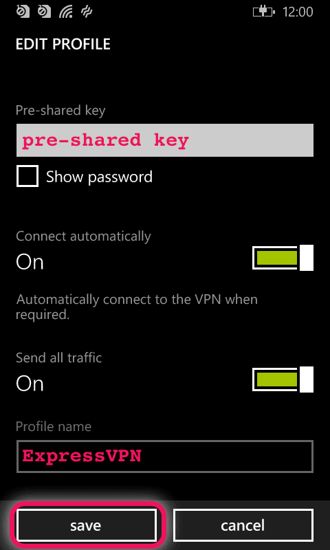 enter your preshared key